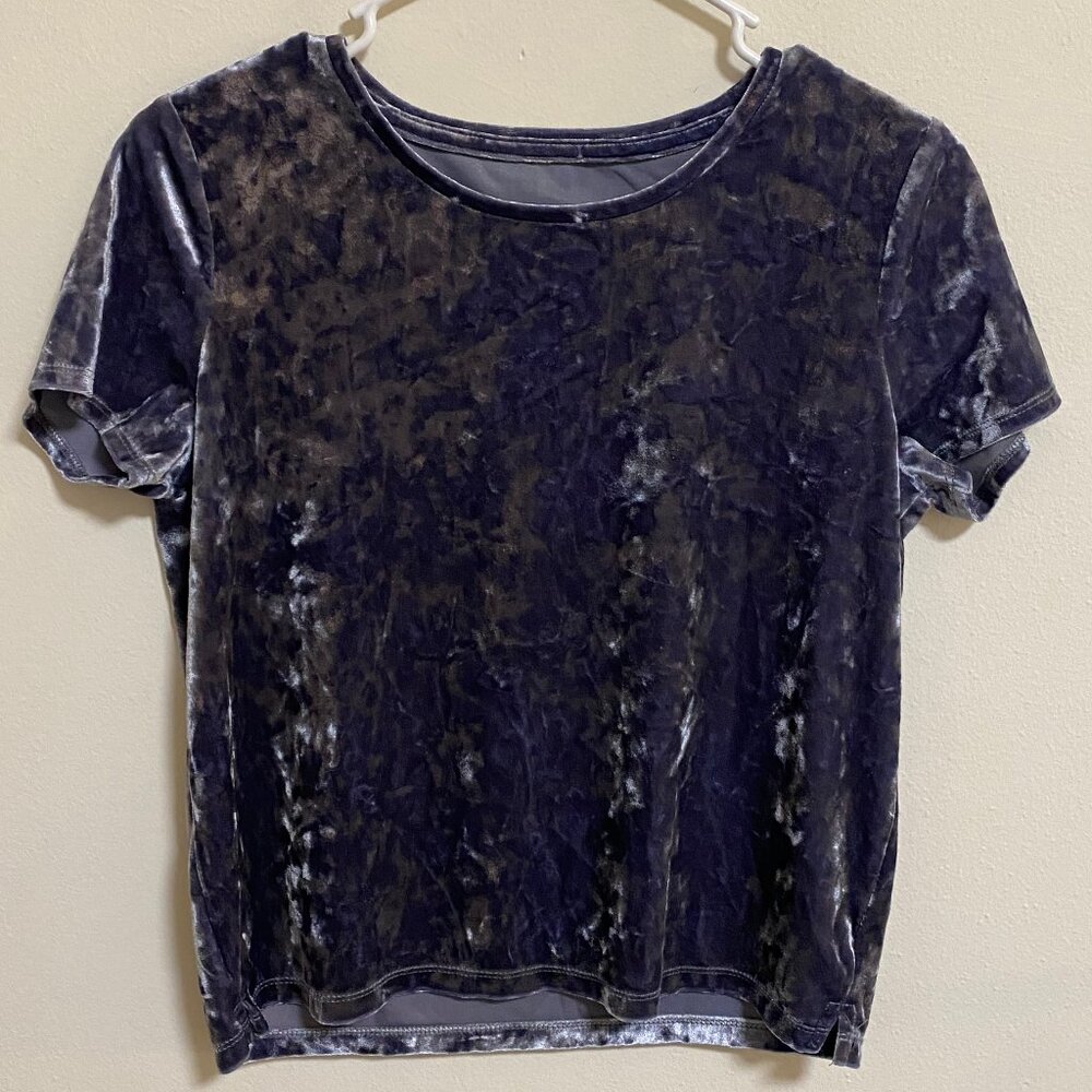 Aéropostale Crushed Velvet Shirt Purple/Gray Basic Layer EUC Sz S